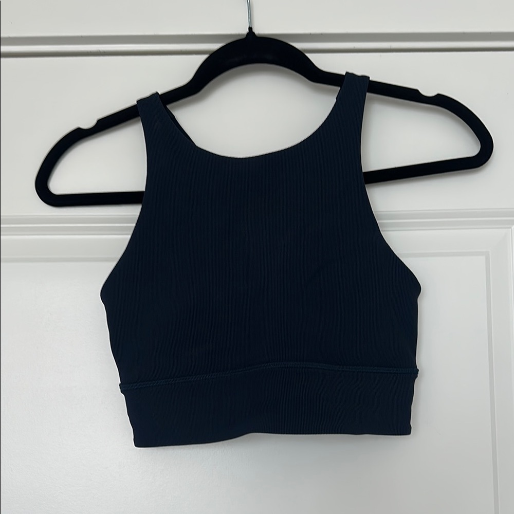 Lululemon Navy Ribbed Energy Longline Bra Medium Support, B–D Cups (with pads)